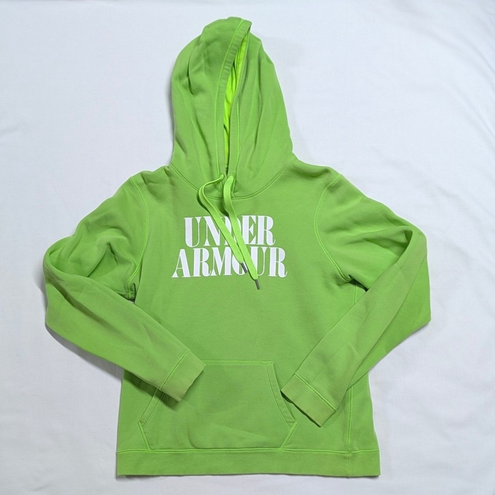 Under Armour Allseasongear Lime Green Graphic Logo Hoodie Womens Medium